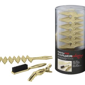 BABYLISS BARBER COMB/BRUSH/CLIP SET GOLD