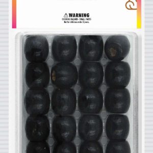 DREAM BEAD 18MM WOOD 24PC BLACK