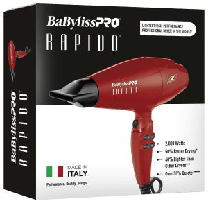 BABYLISS RAPIDO DRYER RED L/ED