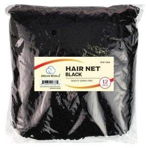 DREAM W-HAIR NET 12/PK BULK BLACK
